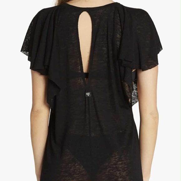 Billabong Out For Waves Sheer Coastal Cover Up Burnout Knit Fluttery Tunic Top L - Picture 2 of 14